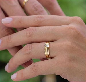 Reta 3mm com listra lateral+ Solitario 💍