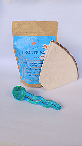 Trio: Café Fronteira + Coador Reutilizável + Dosador do Futuro (Cores 2)