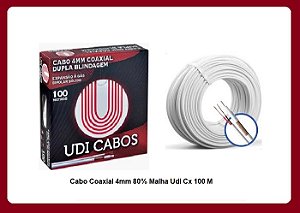 CABO COAXIAL + BIPOLAR 80% MALHA DE COBRE 4 MM BOBINA 100 MTS