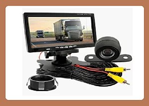 Kit Monitor LCD 7" Polegadas + 1 Câmera de Ré Veicular Automotiva