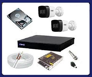 Kit CFTV TWG Full HD 1080p: DVR 4Ch 6 em 1 + 2 Câmeras Bullet + HD 500GB e Acessórios