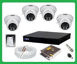 Kit CFTV TWG Full HD 1080p: DVR 4Ch 6 em 1 + 4 Câmeras Dome + HD 500GB e 100m de Cabo