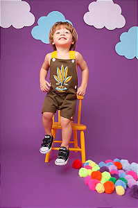 Jardineira Curta Moletom - Peteca