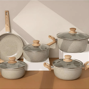 Conjunto De Panelas 5 Peças Indução Marble Edition Cinza Dust - Oster