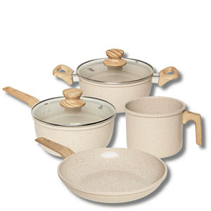 Jogo De Panelas 4 Peças Indução Marble Edition Cream - Oster