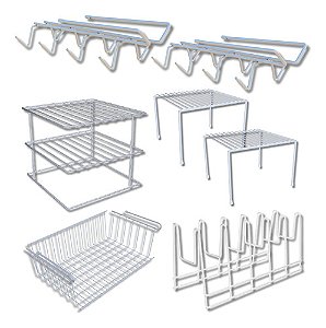 Kit Conjunto Organizador Armário Cozinha 7 Peças Prateleira Essence Branco - DiCarlo