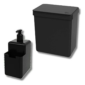 Kit Organizador De Pia C/ Dispenser Detergente E Lixeira Preto - Coza