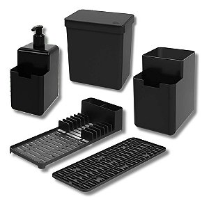 Kit Organizador De Pia 5 Peças Cozinha Single Preto - Coza