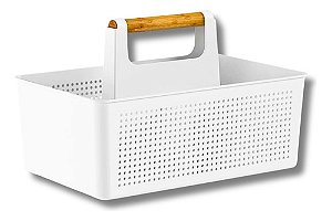 Organizador Multiuso C/ Alça Cesto Lavanderia Flow Branco - OU