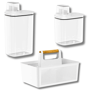 Kit 2 Dispensers Dosadores + Organizador Multiuso Flow Branco - OU