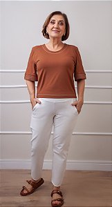 Blusa Pespontada Marrom