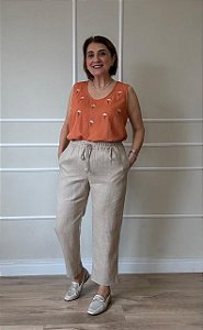 Calça Mel Linho Puro bege