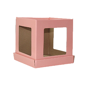Box Quadrada Com Tampa Rosa (03 unidades)