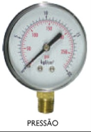 MANÔMETRO PARA CENTRAL DE GLP/GN - 1/4", escala 0–28 kg/cm²