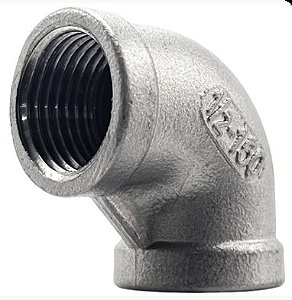 Conexão Curva Cotovelo 90° - 1/2 Polegada BSP Aço Inox 304 Rosca Fêmea