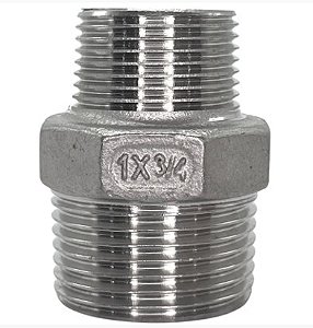 Conexão Niple Redução Bsp 1" X 3/4" Inox 304 Rosca Macho