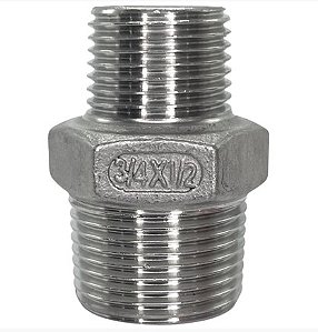 Conexão Niple Redução Bsp 3/4" X 1/2" Inox 304 Rosca Macho