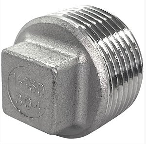 Conexão Plug BSP 1" Polegada Aço Inox 304 Rosca Macho