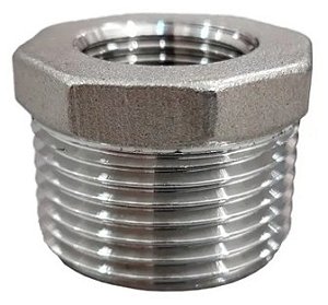 Bucha Redução 3/4"M x 1/2"F - BSP - Inox 304