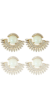 Brinco Leque com Pérola Ouro