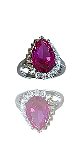 Anel Gota Safira Pink Cravejada Prata