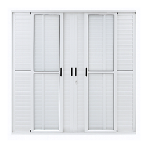 Porta de Aluminio de Correr 6 Folhas Com Fechadura Linha Premium