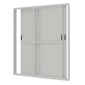 Porta de Aluminio de Correr 3 Folhas Móveis Com Fechadura Linha Premium