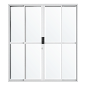 Porta de Alumínio Sacada 4 Folhas Com Fechadura Linha Premium