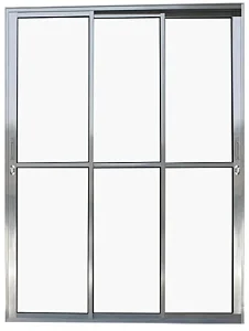 Porta de Alumínio Sacada 3 Folhas Móveis Com Fechadura Linha Premium