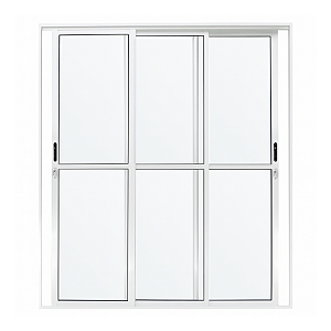 Porta de Alumínio Sacada 3 Folhas Móveis Com Fechadura Linha Premium