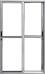 Porta de Alumínio Sacada 2 Folhas Móveis de Correr Com Fechadura Linha Premium