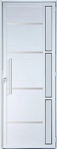 Porta de Aluminio Lambril Frisos Visor Lateral Com Puxador Linha Premium