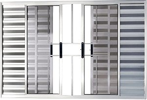 Veneziana de Aluminio 6 Folhas Com Grade Linha Premium