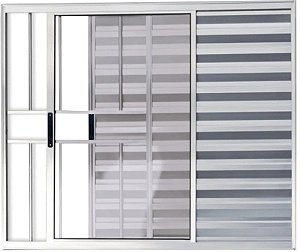 Veneziana de Aluminio 3 Folhas Com Grade Linha Premium