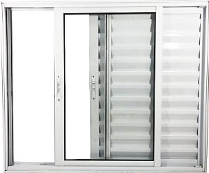 Veneziana de Aluminio 3 Folhas Sem Grade Linha Premium