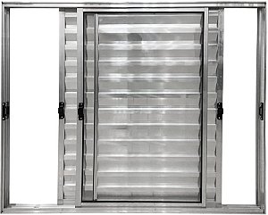 Veneziana de Aluminio 3 Folhas Móveis Sem Grade Linha Modular