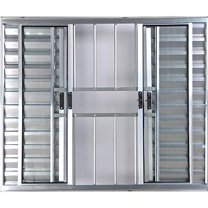 Veneziana de Aluminio 6 Folhas Com Grade Linha Modular