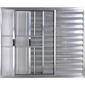 Veneziana de Aluminio 3 Folhas Com Grade Linha Modular