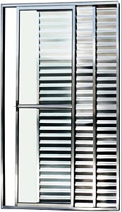 Porta de Alumínio de Correr 3 Folhas Com Trinco Linha Leve