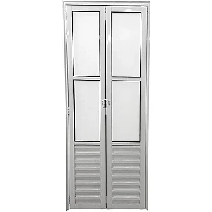 Porta de Alumínio Camarão Palheta Vidro Mini Boreal Com Trinco Linha Premium