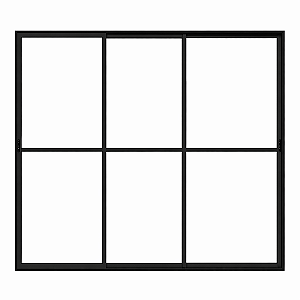 Porta de Alumínio Sacada 3 Folhas Móveis de Vidro Com Trinco Linha Leve