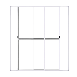 Porta de Alumínio Sacada 2 Folhas Móveis Com Trinco Linha Leve