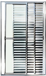 Porta de Alumínio de Correr 3 Folhas Móveis Com Trinco Linha Leve