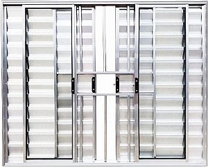 Veneziana de Alumínio 6 Folhas Com Grade Linha Leve