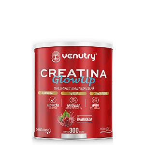 Creatina Glow Up 300gm: Creatina+Colágeno+BCAA+Palatinose - Framboesa