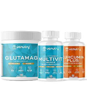 Kit Imunidade - Curcumin Plus 60 cáps + Glutamag 300g + Multivit Imune 60 caps.