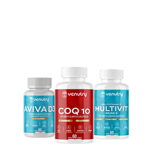 Kit Viva mais: Coenzima Q-10 + Multivit Imune+ e Aviva D3