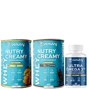 Kit Força e saúde: Whey Nutry Creamy Maracujá e chocolate + Ômega 3 Ultra
