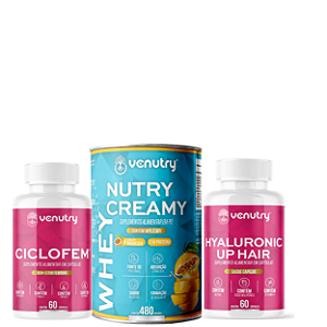 Kit Mulher Plena: Ciclofem + Whey Nutry Creamy + Hyaluronic Up Hair