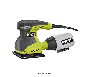 Lixadeira de folha de acabamento orbital quadrada Ryobi S652DGK com fio 2 Amp 1/4 polegada 14.000 OBM